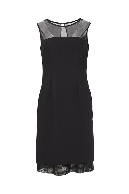 Wizytowa czarna sukienka z siateczkowymi wstawkami - 1