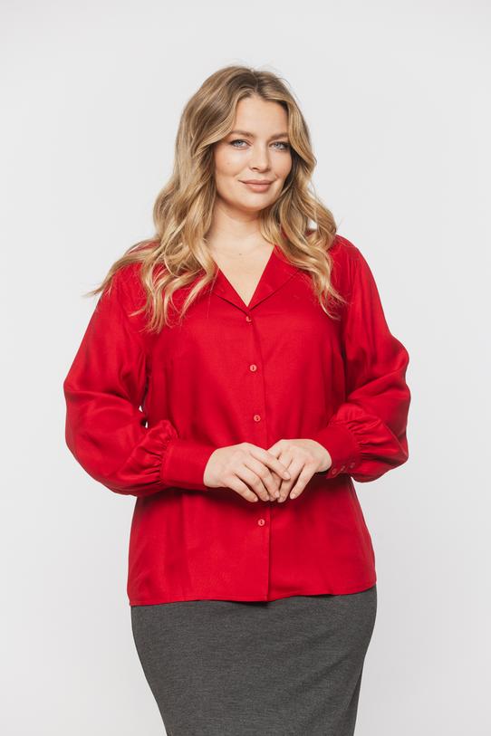 Wizytowa czerwona koszula z tkaniny wiskozowej - 2