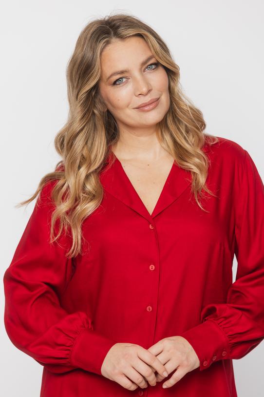 Wizytowa czerwona koszula z tkaniny wiskozowej - 3