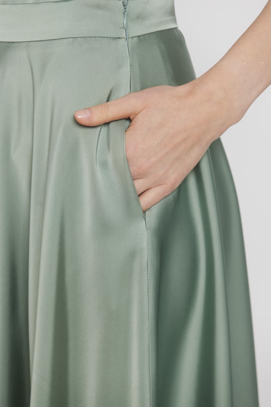 Wizytowa długa spódnica z zielonej satyny - 4