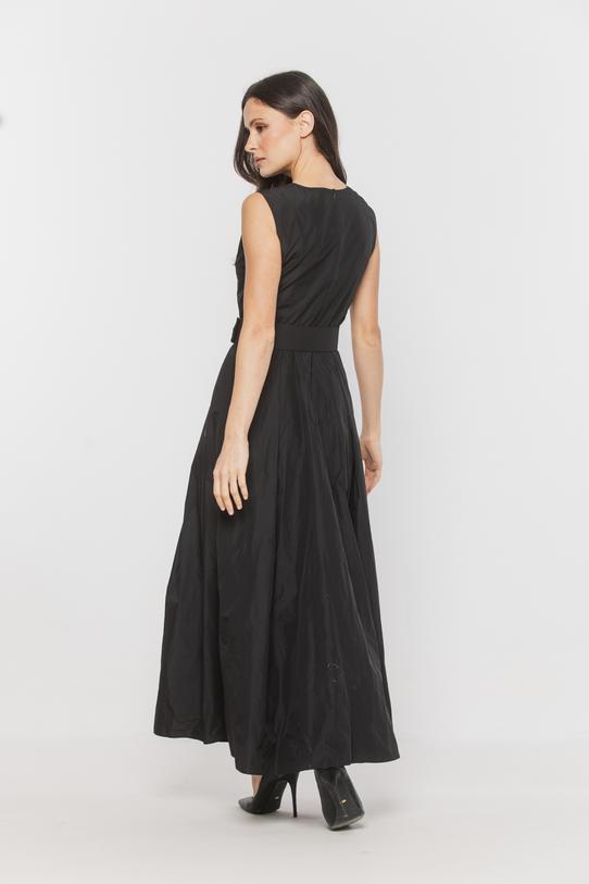 Wizytowa długa sukienka z eleganckiej czarnej tafty - 3