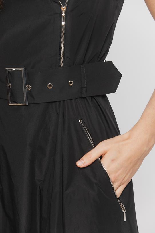 Wizytowa długa sukienka z eleganckiej czarnej tafty - 5