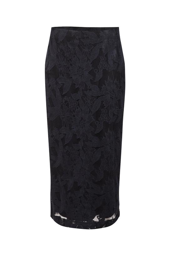 Wizytowa granatowa spódnica z dzianiny koronkowej - 1