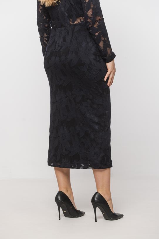 Wizytowa granatowa spódnica z dzianiny koronkowej - 3