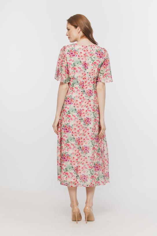 Wizytowa kwiecista sukienka ze zwiewnym rękawkiem - 3