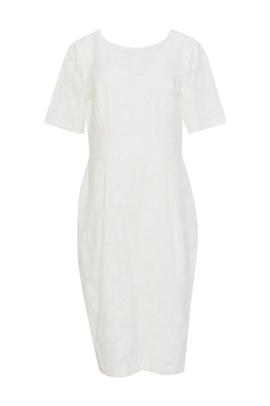 Wizytowa sukienka ecru o tulipanowym kroju - 1