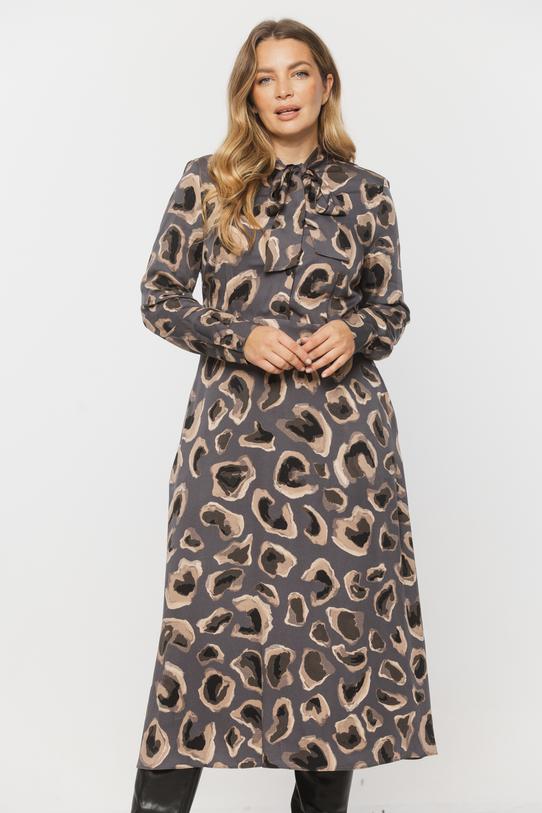 Wizytowa sukienka midi z wiskozy wiązana przy dekolcie - 2