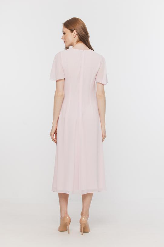 Wizytowa sukienka z pastelowego zwiewnego szyfonu - 3