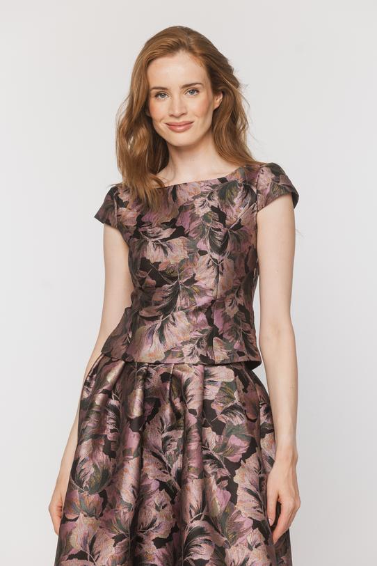 Wizualizacja Wizytowa taliowana bluzka z połyskującej tkaniny