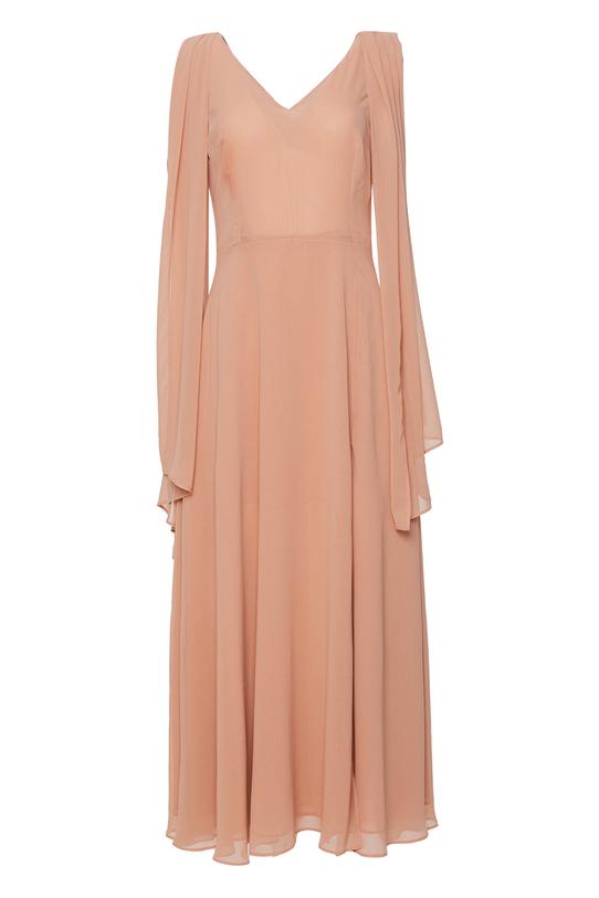 Wizytowa zwiewna sukienka maxi z szalem - 1