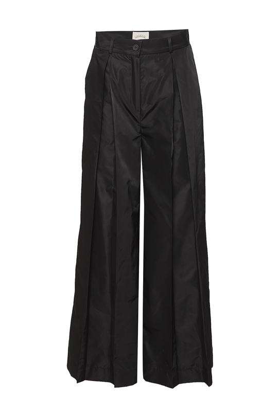 Wizytowe szerokie czarne spodnie z ozdobnymi kontrafałdami - 1