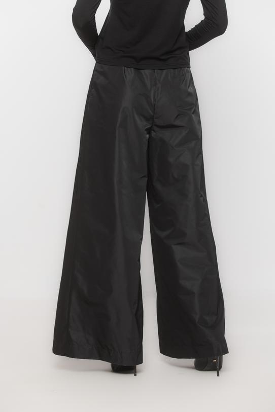 Wizytowe szerokie czarne spodnie z ozdobnymi kontrafałdami - 3