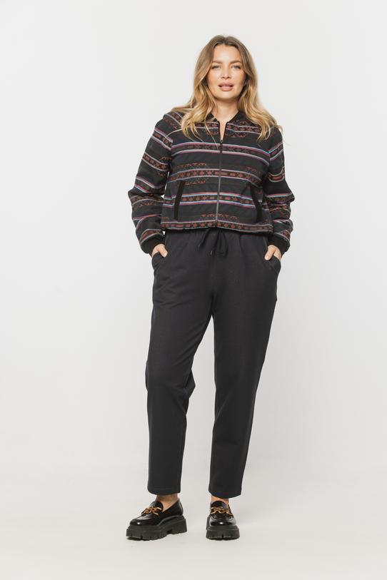 Wizualizacja Wygodne spodnie z granatowej dzianiny bawełnianej