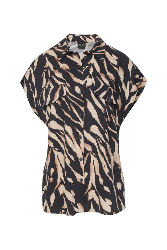 Wzorzysta lekka koszula z krótkim rękawem - 1