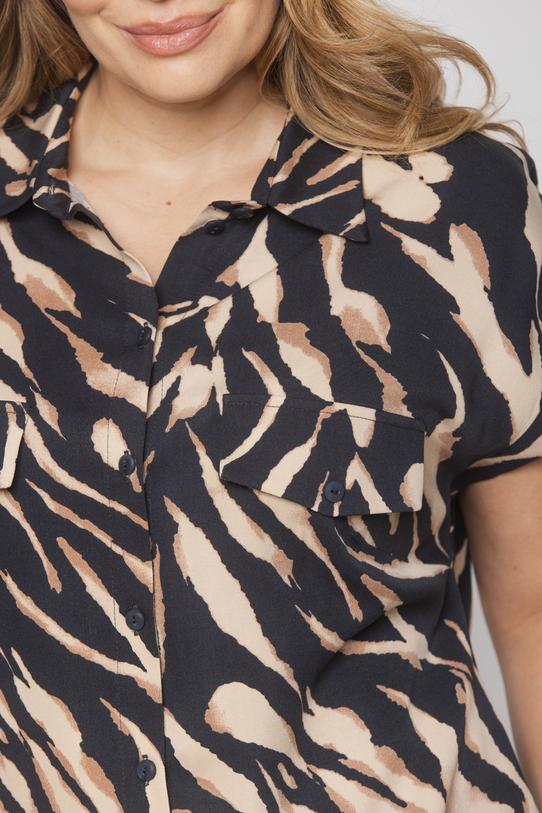 Wzorzysta lekka koszula z krótkim rękawem - 5