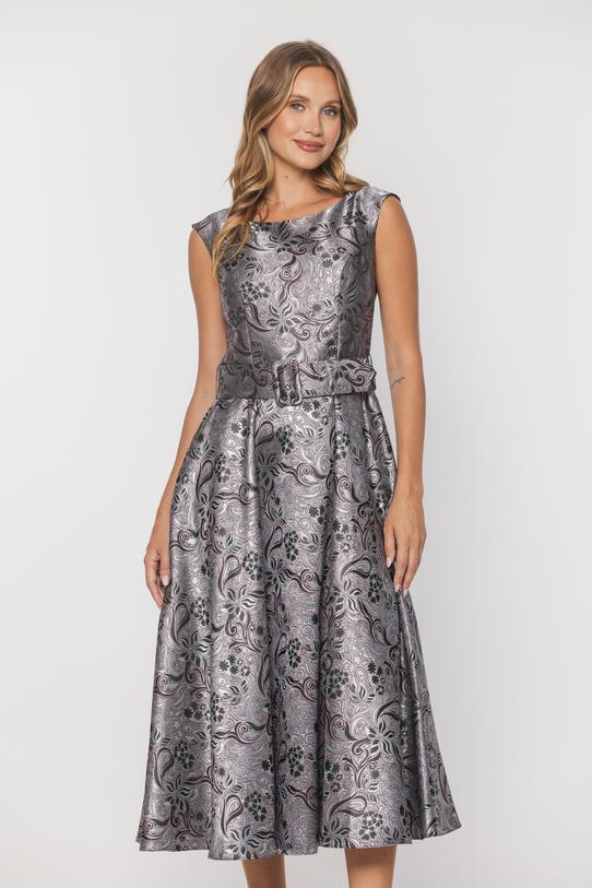 Żakardowa wyjściowa sukienka z eleganckim połyskiem - 2