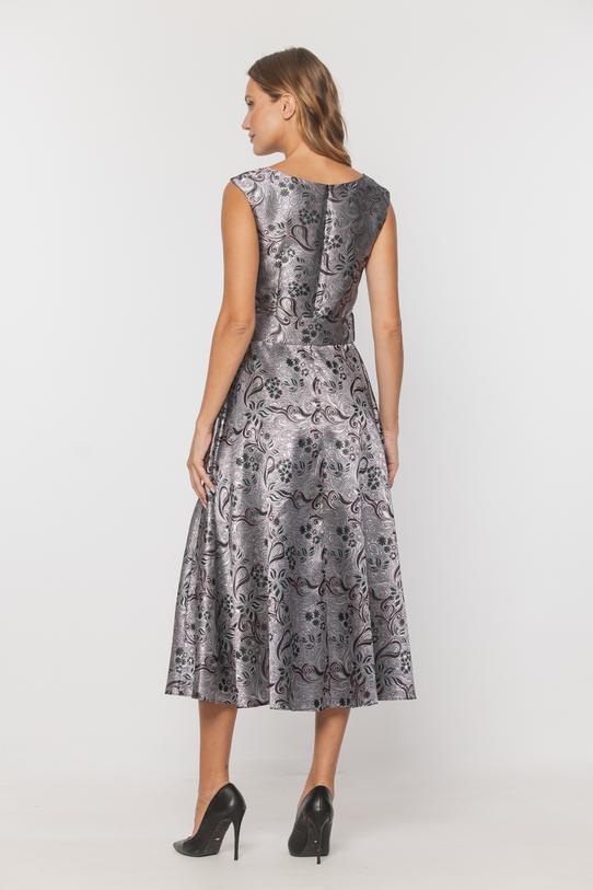 Żakardowa wyjściowa sukienka z eleganckim połyskiem - 3