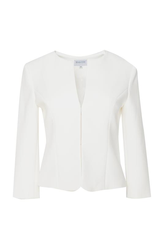 Żakiet ecru z zapięciem na haftkę i rękawem 7/8 - 1