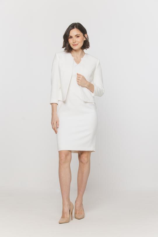 Wizualizacja Żakiet ecru z zapięciem na haftkę i rękawem 7/8