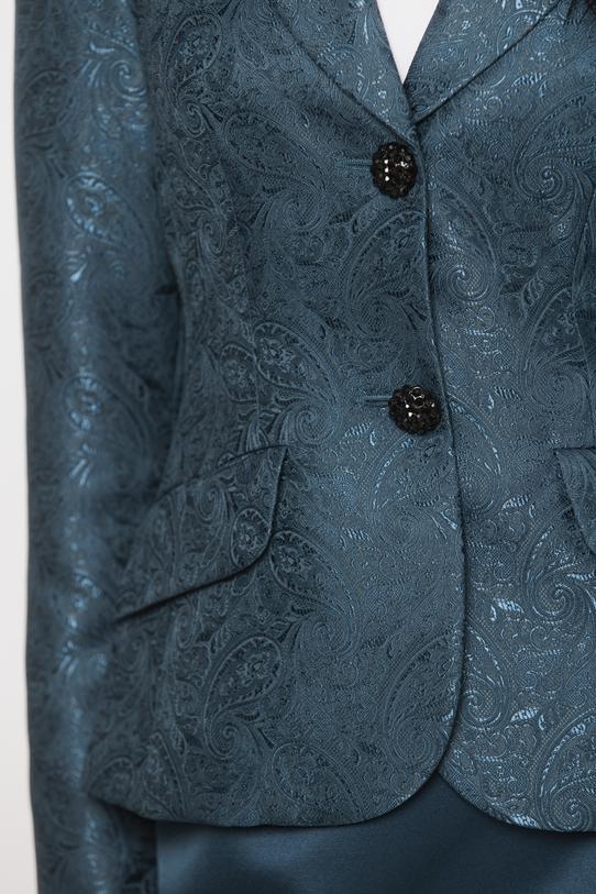 Żakiet morski z żakardowym tłoczonym wzorem typu paisley - 5