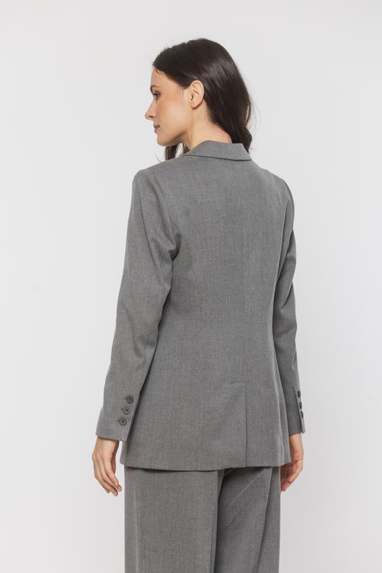 Szary żakiet o luźnym fasonie zapinany na guziki - 6