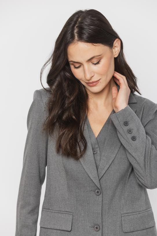 Szary żakiet o luźnym fasonie zapinany na guziki - 5
