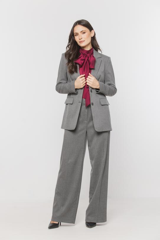 Szary żakiet o luźnym fasonie zapinany na guziki - 2