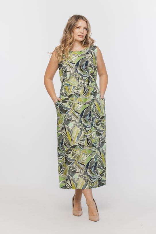 Wizualizacja Zielona wzorzysta sukienka z przewiewnej tkaniny