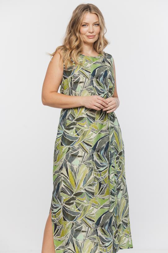 Zielona wzorzysta sukienka z przewiewnej tkaniny - 2