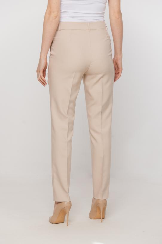 Zwężane beżowe spodnie w kant o klasycznym fasonie - 3