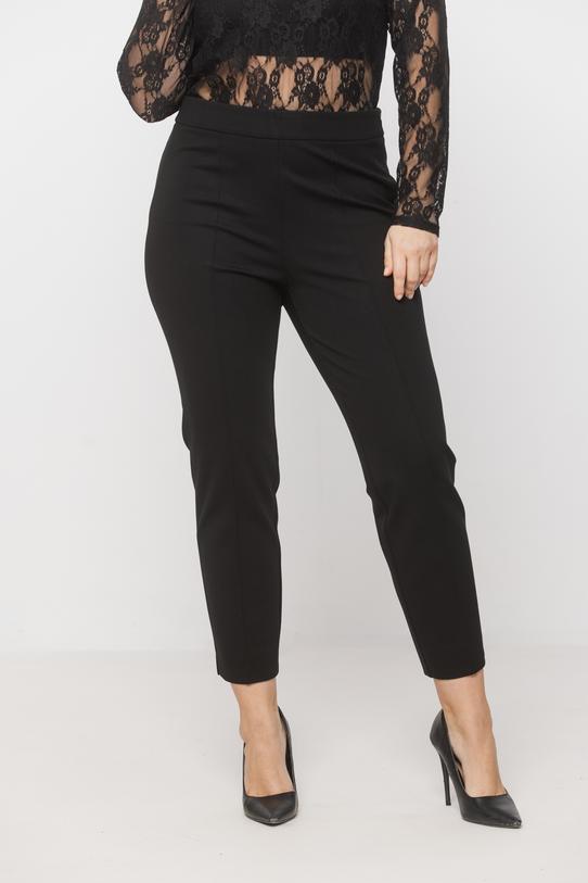 Zwężane eleganckie spodnie z czarnej dzianiny - 2