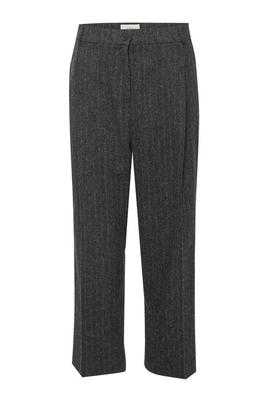 Zwężane spodnie w jodełkę z dodatkiem wełny - 1