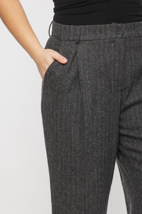 Zwężane spodnie w jodełkę z dodatkiem wełny - 3