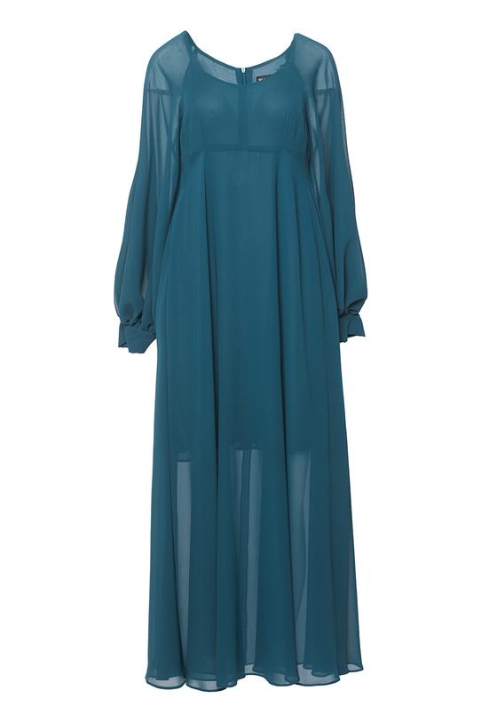 Zwiewna morska sukienka odcinana pod biustem - 1