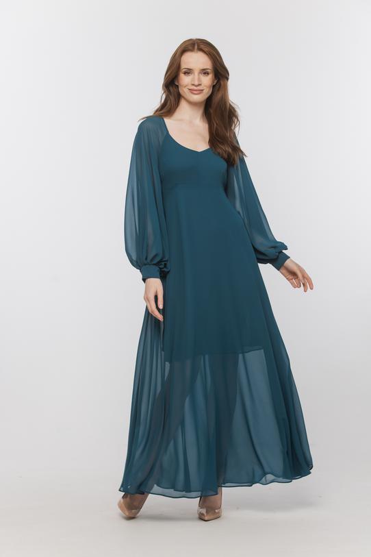 Wizualizacja Zwiewna morska sukienka odcinana pod biustem