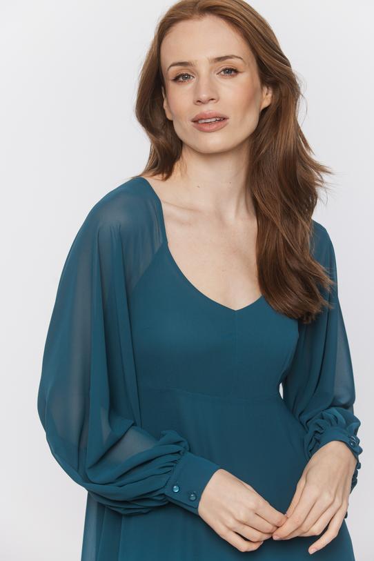 Zwiewna morska sukienka odcinana pod biustem - 4