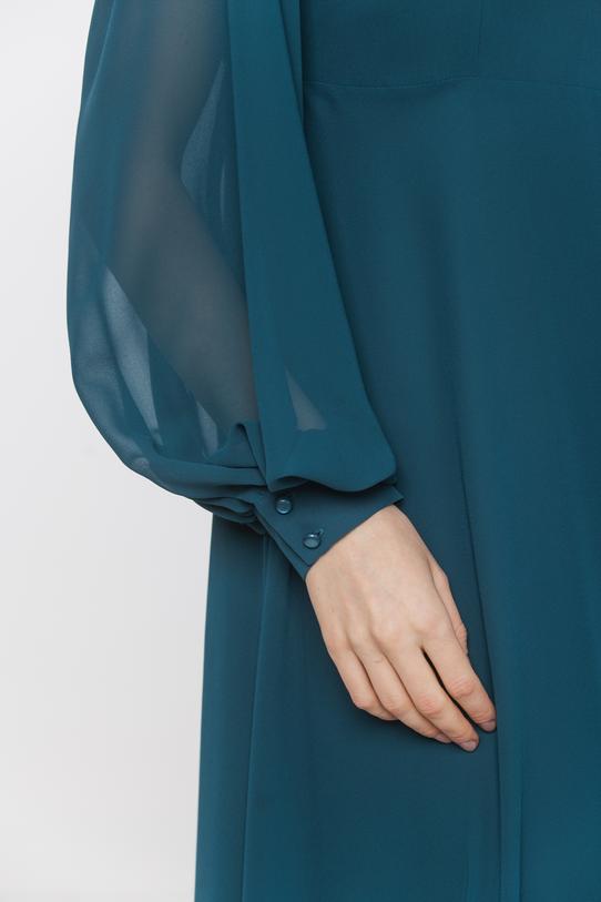 Zwiewna morska sukienka odcinana pod biustem - 5