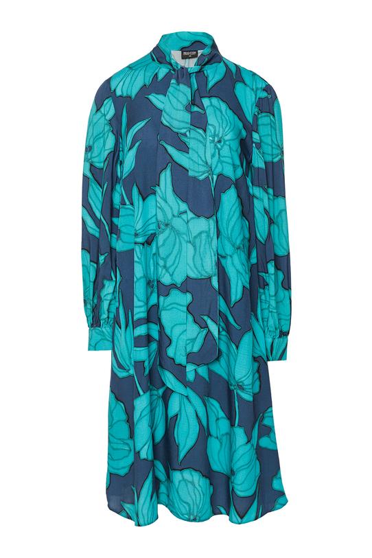 Zwiewna wiskozowa sukienka z wiązaniem o trapezowym kroju - 1