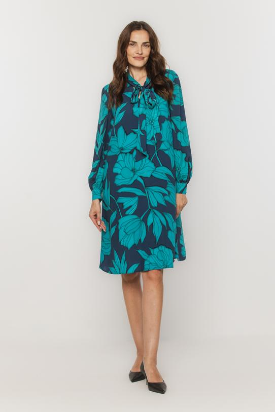 Wizualizacja Zwiewna wiskozowa sukienka z wiązaniem o trapezowym kroju