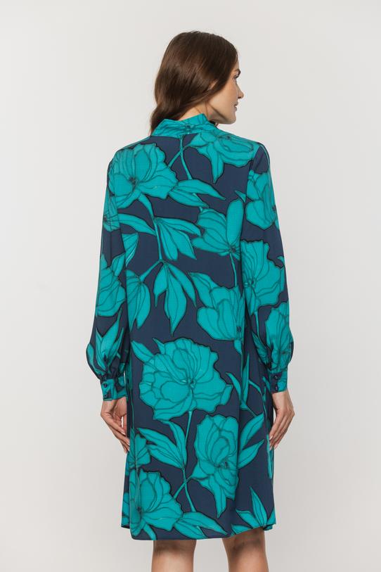 Zwiewna wiskozowa sukienka z wiązaniem o trapezowym kroju - 3