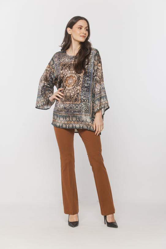 Wizualizacja Zwiewna wzorzysta bluzka z tkaniny wiskozowej