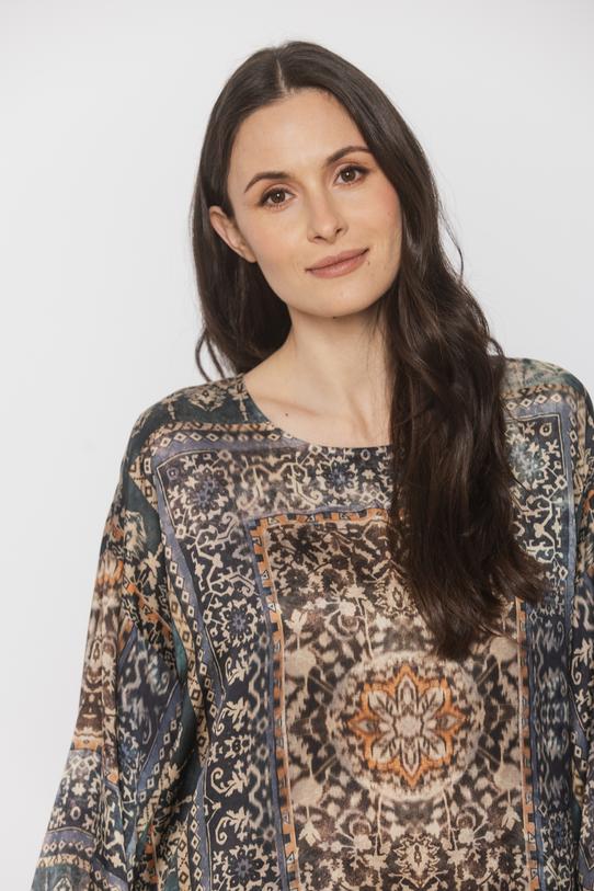 Zwiewna wzorzysta bluzka z tkaniny wiskozowej - 4