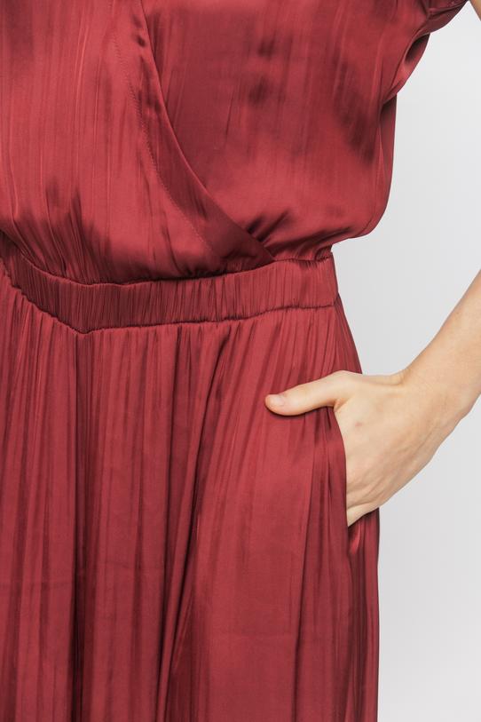 Zwiewny bordowy kombinezon z elastyczną talią i kopertowym dekoltem - 5