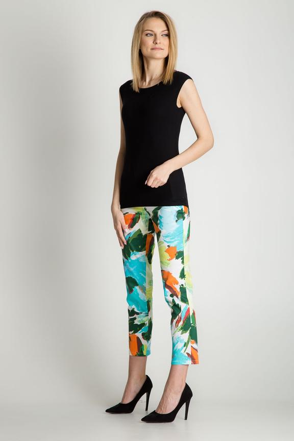 Wzorzyste dopasowane spodnie z kieszeniami