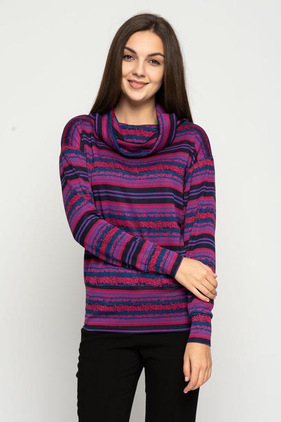 Sweterkowa bluza w pasy ze ściągaczem