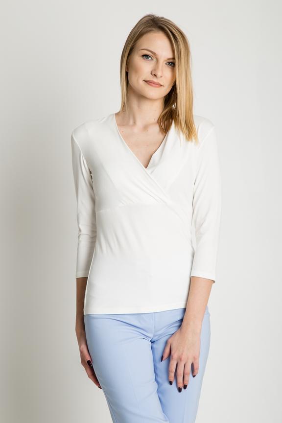 Klasyczna bluzka z rękawem za łokieć w kolorze ecru