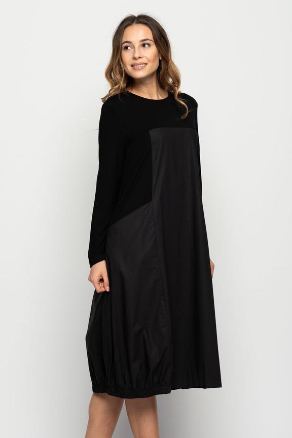 Łączona sukienka z tkaniny i dzianiny zamykana u dołu