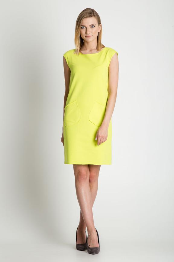 Dresowa sukienka z kieszeniami i surowym wykończeniem