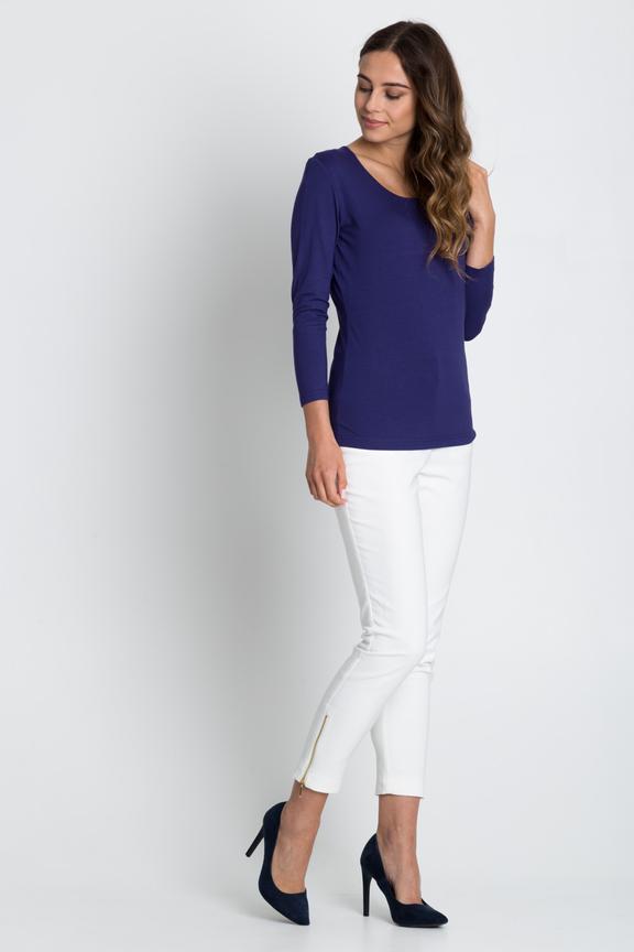 Granatowa klasyczna bluzka z długim rękawem