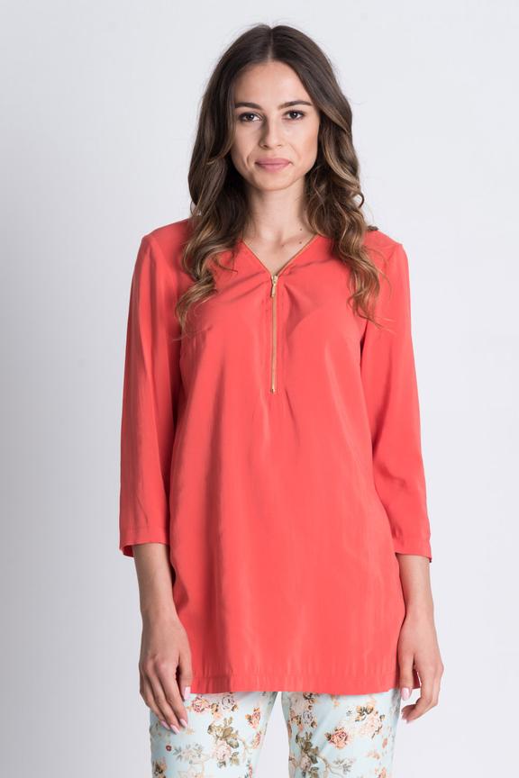 Luźna bluzka z suwakiem przy dekolcie